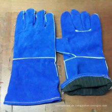 Blaue Sicherheit Patched Palm Kuh Split Leder Worker Handschuhe